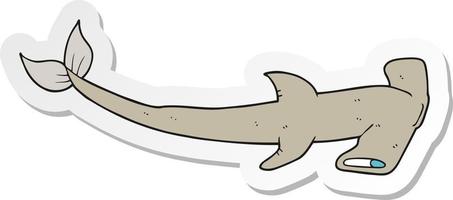 sticker of a cartoon hammerhead shark vector