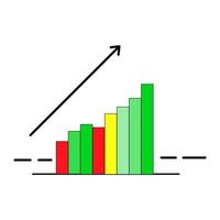 el gráfico de datos comerciales y el gráfico financiero de crecimiento informan sobre el fondo de la pantalla de cristal financiero futurista con la plantilla infográfica de la economía del mercado de valores. vector