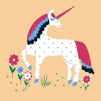 unicorn on flower fields vector