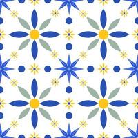 Motivo de diseño de patrón plano y sin costuras y gráfico en color amarillo suave y azul verde. azulejo, papel o estilo de tela. vector