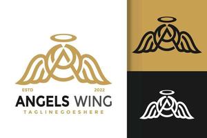 letra a diseño de logotipo de alas de ángeles, vector de logotipos de identidad de marca, logotipo moderno, plantilla de ilustración vectorial de diseños de logotipos