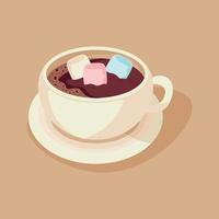 una taza de chocolate caliente con malvaviscos. estado de ánimo de otoño. vector