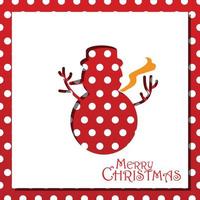 Christmas greeting card with snowman in paper cut style vector illustration