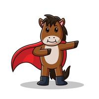 Cute Super Hero Horse Standing Cartoon. Animal Icon Concept. Flat Cartoon Style. Suitable for Web Landing Page, Banner, Flyer, Sticker, Card