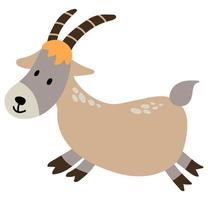 Cute hand drawn goat. White background, isolate. vector illustration.