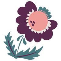 Cute hand drawn flower. White background, isolate. Vector illustration