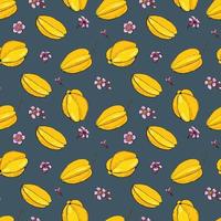 Carambola. Fruit seamless pattern with Carambola. Design for fabric, textile, wallpaper, packaging. vector