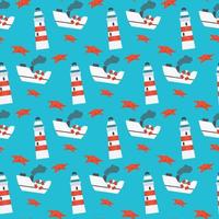 ships and lighthouse vector