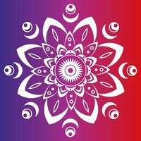 White mandala on gradient background. Round pattern, floral ornament. Beautiful symmetrical element. Antistress, relaxation vector
