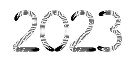 New Year 2023 from black dotted lines on white background. vector