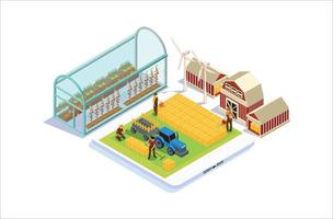 Modern Isometric Farming Technology Monitoring Illustration, Web Banners, Suitable for Diagrams, Infographics, Book Illustration, Game Asset, And Other Graphic Related Assets vector