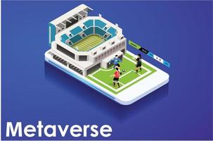 Modern Isometric play football in virtual world Metaverse Illustration, Editable source 10 EPs , Suitable for Diagrams, Infographics, And Other Graphic Related Assets vector