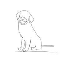 dibujo de línea continua de un perro lindo. arte minimalista. vector