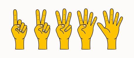 Hand Gesture 0 1 2 3 4 5 simple hand count design with outline vector