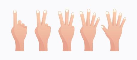 Hand gesture count 1 2 3 4 5 back vector design