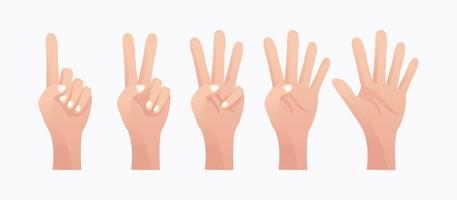 Hand gesture count 1 2 3 4 5 front vector design