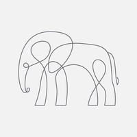 Elephant simple vector line art