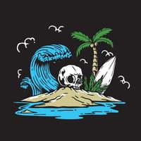 ilustración de playa de verano de calavera vector