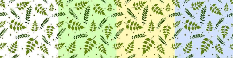 seamless leaves pattern with various colour background vector