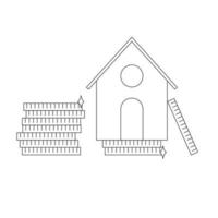 House on a pile of money. Business concept. Accumulation of money. Buying a house. Vector stock illustration isolated on white background in outline style.