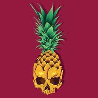 Summer fruits for healthy lifestyle. Pineapple fruit, with skull design. Vector illustration