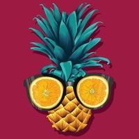 Summer fruits for healthy lifestyle. Pineapple fruit. Vector illustration