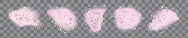 Background of bath  pink foam isolated on transparent background. Shampoo bubbles texture.Sparkling shampoo and bath lather, vector illustration.