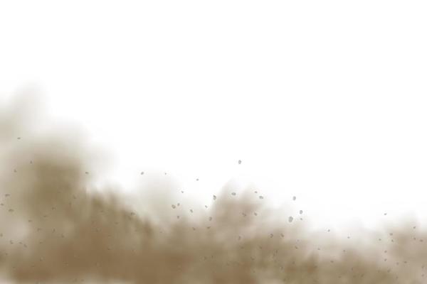 Background of a cloud of brown dust and sand with particles of flying dry sand and dirt.