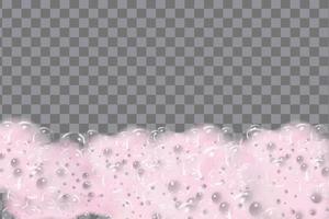 Background of bath  pink foam isolated on transparent background. Shampoo bubbles texture.Sparkling shampoo and bath lather, vector illustration.