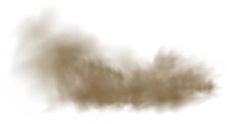 Background of a cloud of brown dust and sand with particles of flying dry sand and dirt.