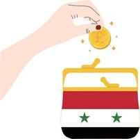 Syria hand drawn flag, Syrian pound hand drawn vector