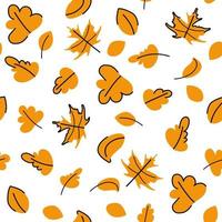 Autumn leaves seamless pattern childish vector illustration