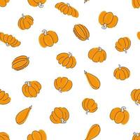 Pumpkins seamless pattern vector illustration in orange color