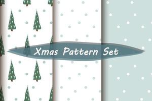 Christmas seamless pattern vector set with fir tree and snow