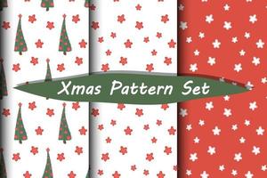 Seamless vector patterns with five-pointed stars and christmas tree