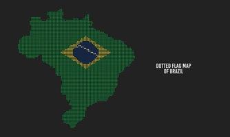 Dotted Flag Map of Brazil Vector Illustration on Dark Background