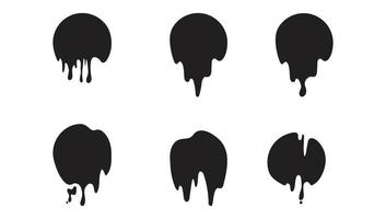 Black dripping ink. Isolated spots of paint, floating oil blots Free Vector
