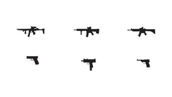 Set of various weapons silhouettes Free Vector