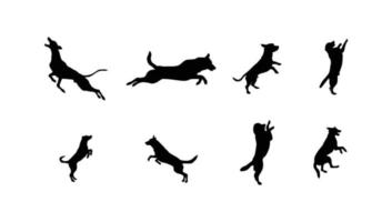 collection jumping silhouettes of dog's vector Free Vector