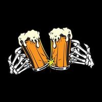 skull hand with beer vector