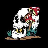 Skull mushroom illustration vector