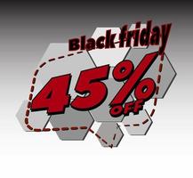 BLACK FRIDAY 45 PERCENT OFF PROMOTION TAG, SALES BANNER AND STOCK BURST vector