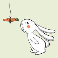 Cute rabbit drawing doodle character design for kids or easter card vector