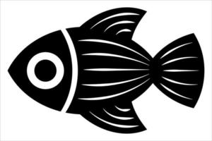 Fish illustration in black and white. Monochrome abstract fish icon isolated on white background. vector