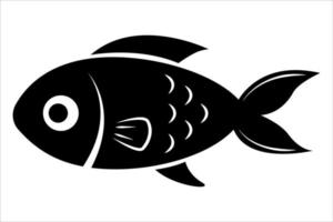 Fish illustration in black and white. Monochrome abstract fish icon isolated on white background. vector