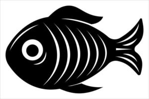 Fish illustration in black and white. Monochrome abstract fish icon isolated on white background. vector