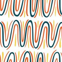 Retro wavy seamless pattern. Groovy background. Vector illustration. Hand drawn stripes. As template of wrapping paper, wallpaper, fabric textile.