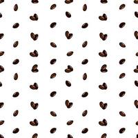 Seamless pattern with coffee beans. Dark brown color. Seed of plant. Vector illustration. As template of print, wallpaper, wrapping.