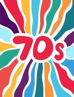 70s lettering with rainbow in retro 70s style. Good vibes multicolored inscription. Vector illustration