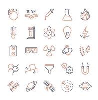 Science icon set duo tone color line style modern flat design. vector